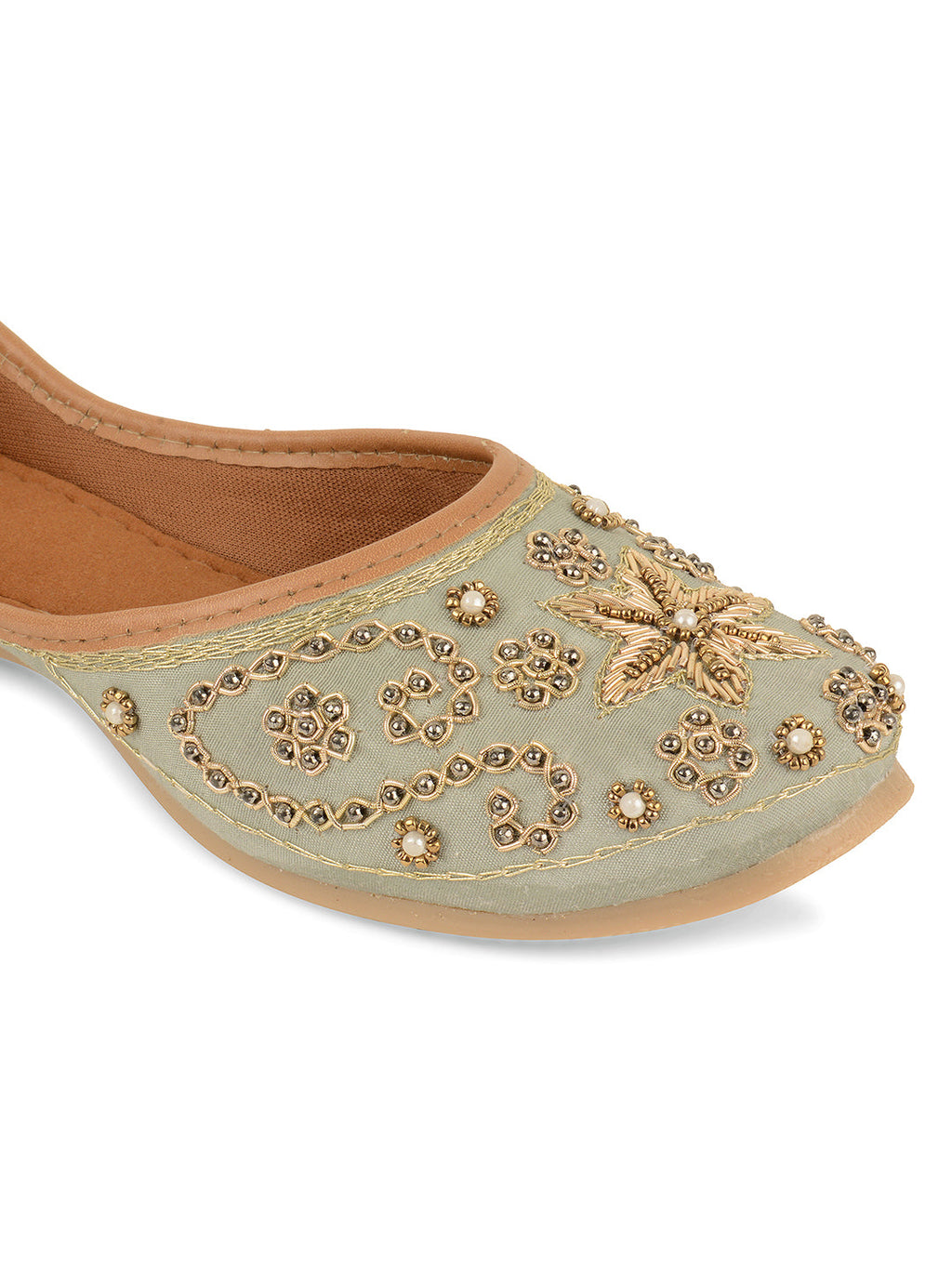 Desi Colour Women Indian Ethnic Footwear-Grey Dabka | Grocsy