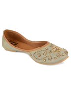 Desi Colour Women Indian Ethnic Footwear-Grey Dabka | Grocsy