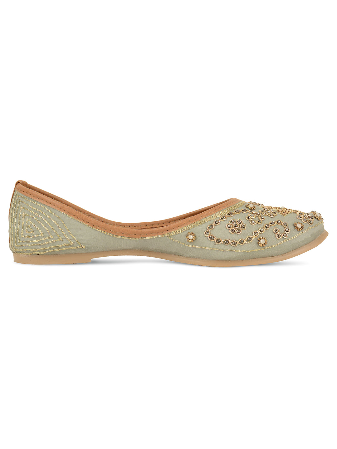 Desi Colour Women Indian Ethnic Footwear-Grey Dabka | Grocsy