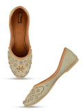 Desi Colour Women Indian Ethnic Footwear-Grey Dabka | Grocsy