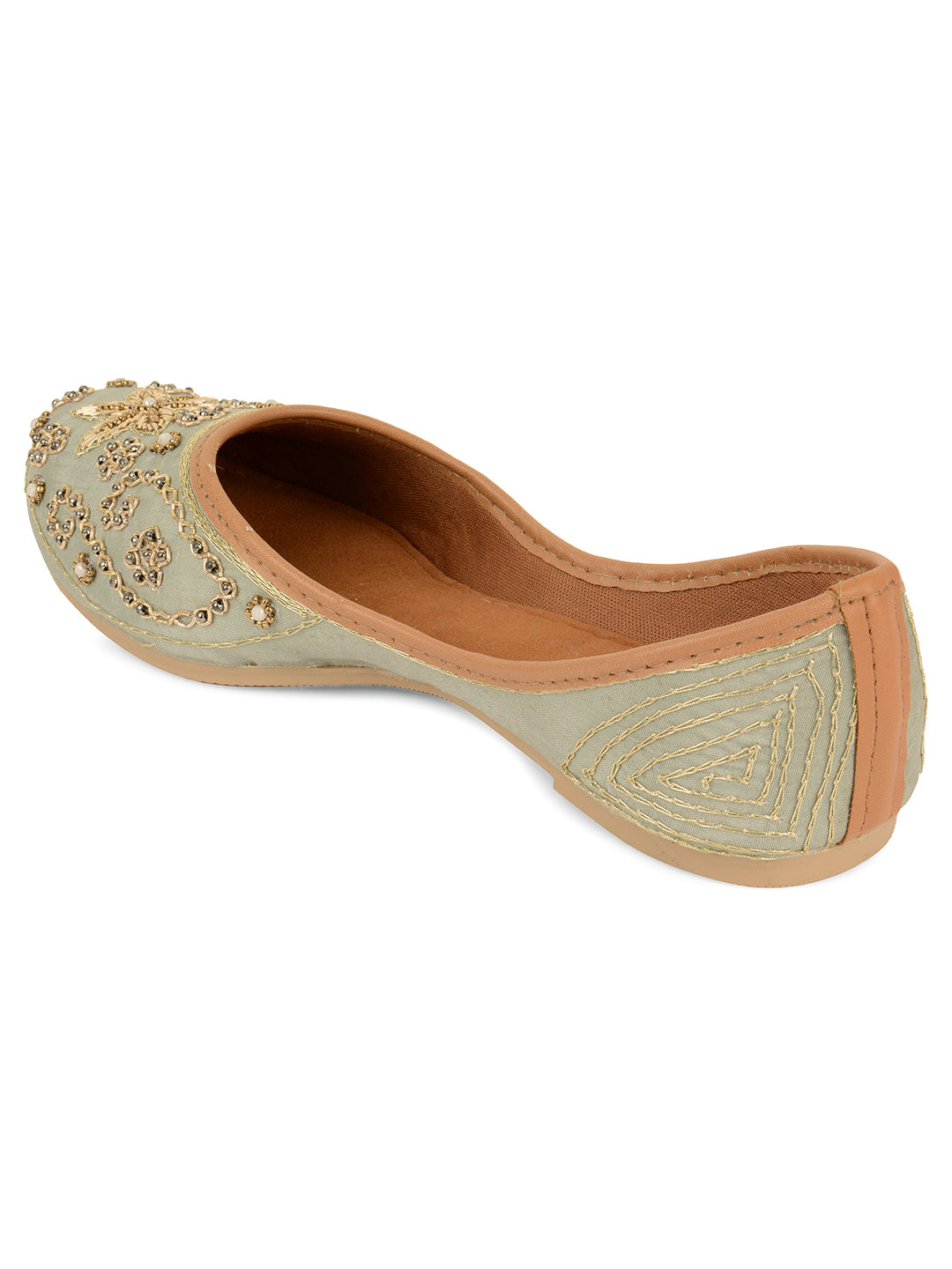 Desi Colour Women Indian Ethnic Footwear-Grey Dabka | Grocsy