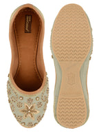 Desi Colour Women Indian Ethnic Footwear-Grey Dabka | Grocsy