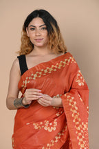 Very Much Indian Authentic Handloom Pure Cotton Saree with Hand Batik Work | Grocsy
