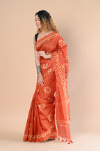 Very Much Indian Authentic Handloom Pure Cotton Saree with Hand Batik Work | Grocsy