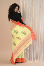 Very Much Indian Handloom Pure Cotton Saree With Handwoven Buttis | Grocsy