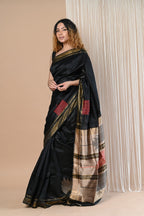 Very Much Indian Exclusive Handloom Pure Tussar Silk Saree By Khadigram Certified Weavers | Grocsy