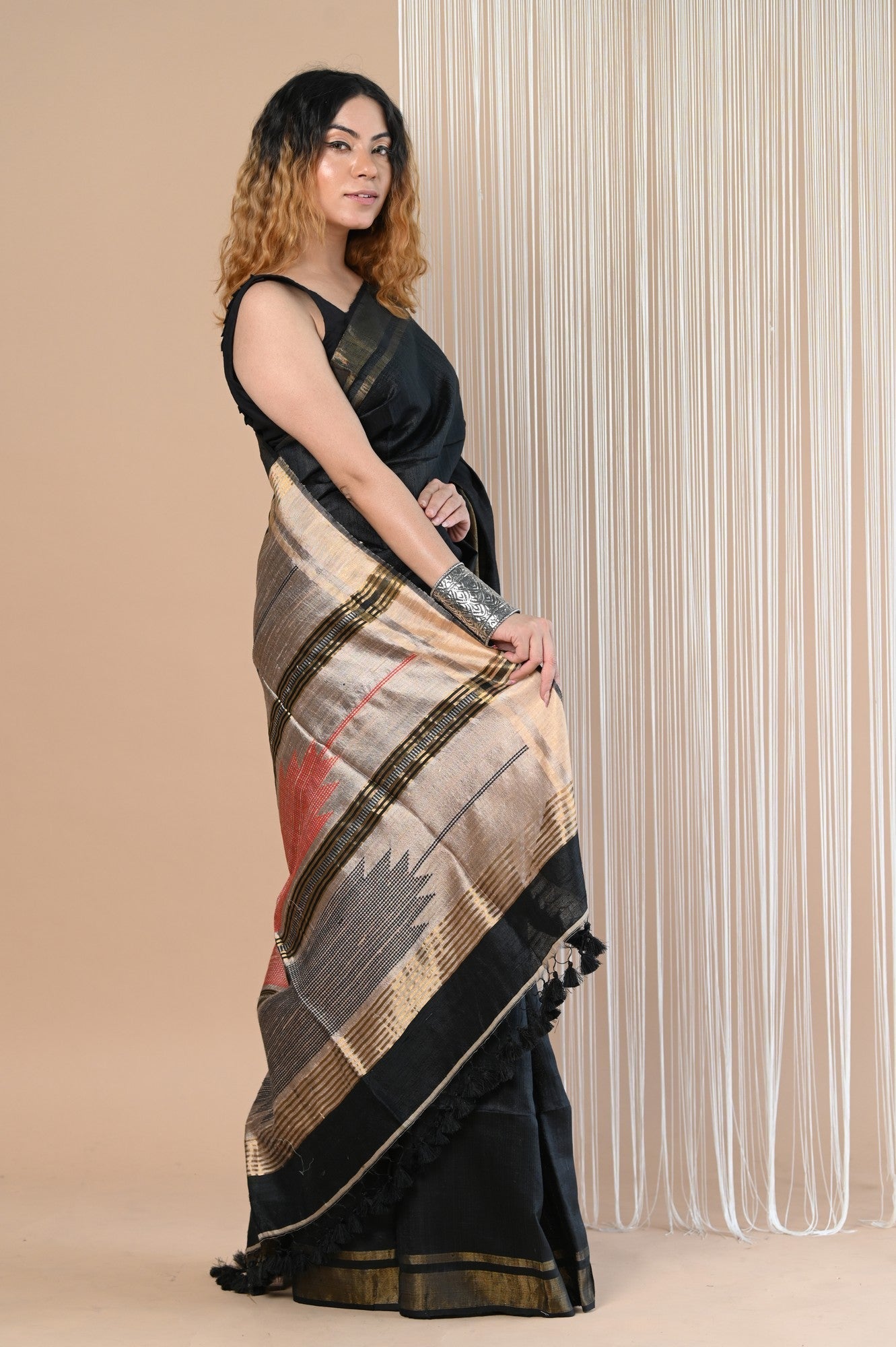 Very Much Indian Exclusive Handloom Pure Tussar Silk Saree By Khadigram Certified Weavers | Grocsy