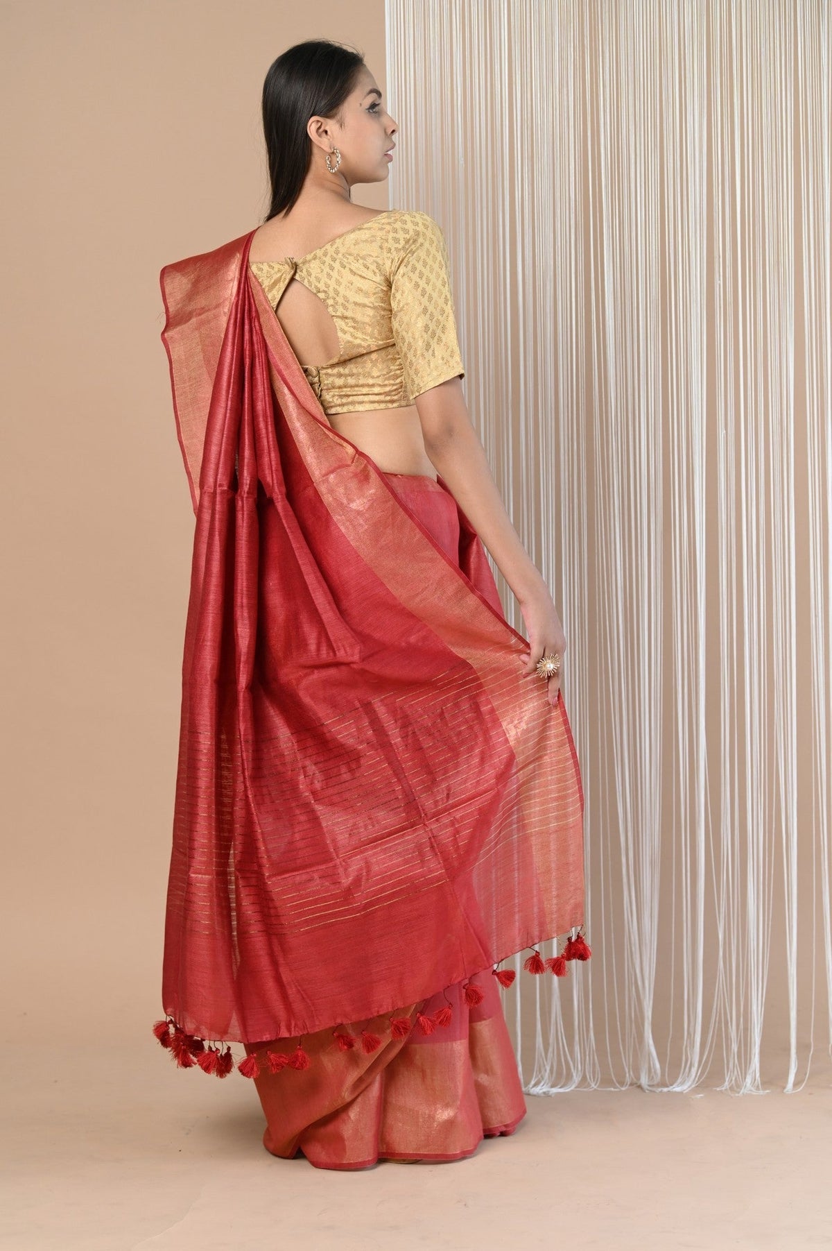 Very Much Indian Exclusive Pure Moonga Tussar Silk Saree With Beautiful Border | Grocsy