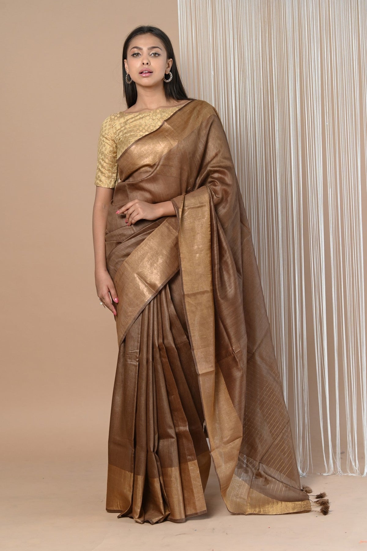 Very Much Indian Exclusive Pure Moonga Tussar Silk Saree With Beautiful Border | Grocsy