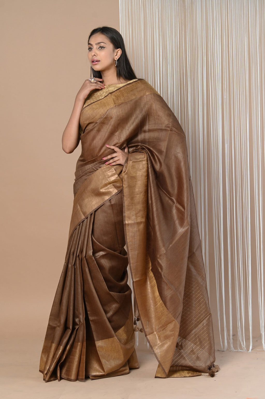 Very Much Indian Exclusive Pure Moonga Tussar Silk Saree With Beautiful Border | Grocsy