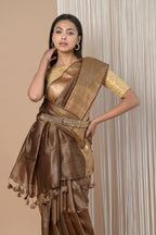 Very Much Indian Exclusive Pure Moonga Tussar Silk Saree With Beautiful Border | Grocsy