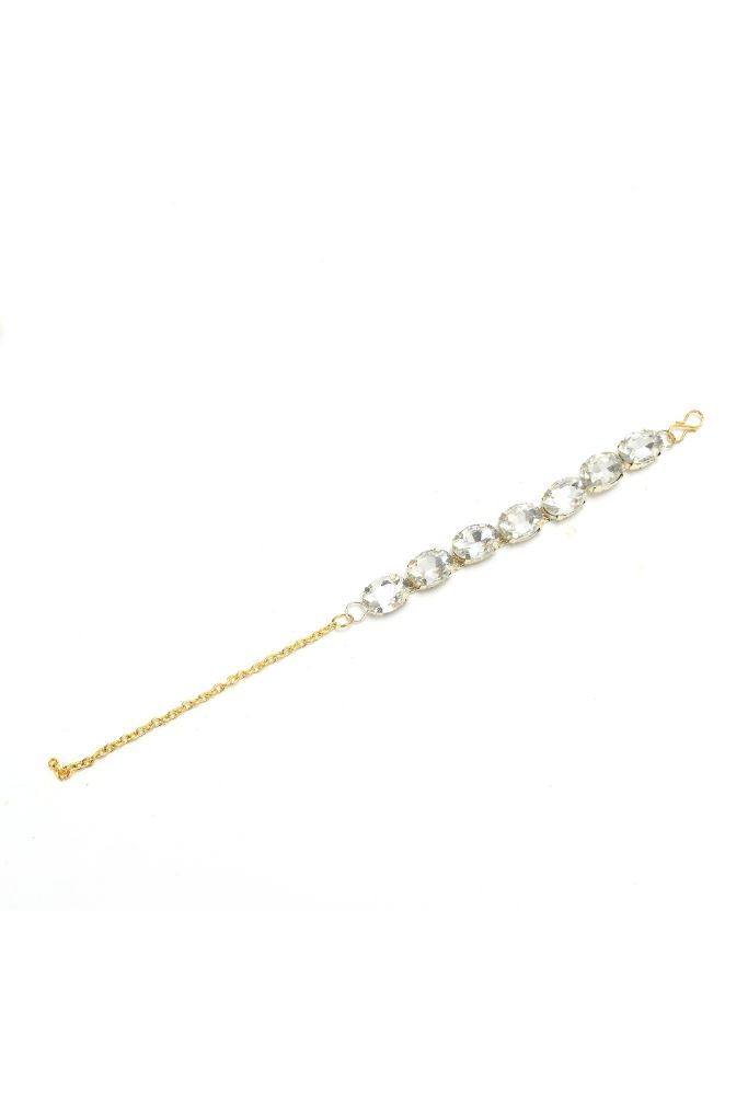 Mominos Fashion Johar Kamal Gold-Polished Finish Stone Choker For Women (White) | Grocsy
