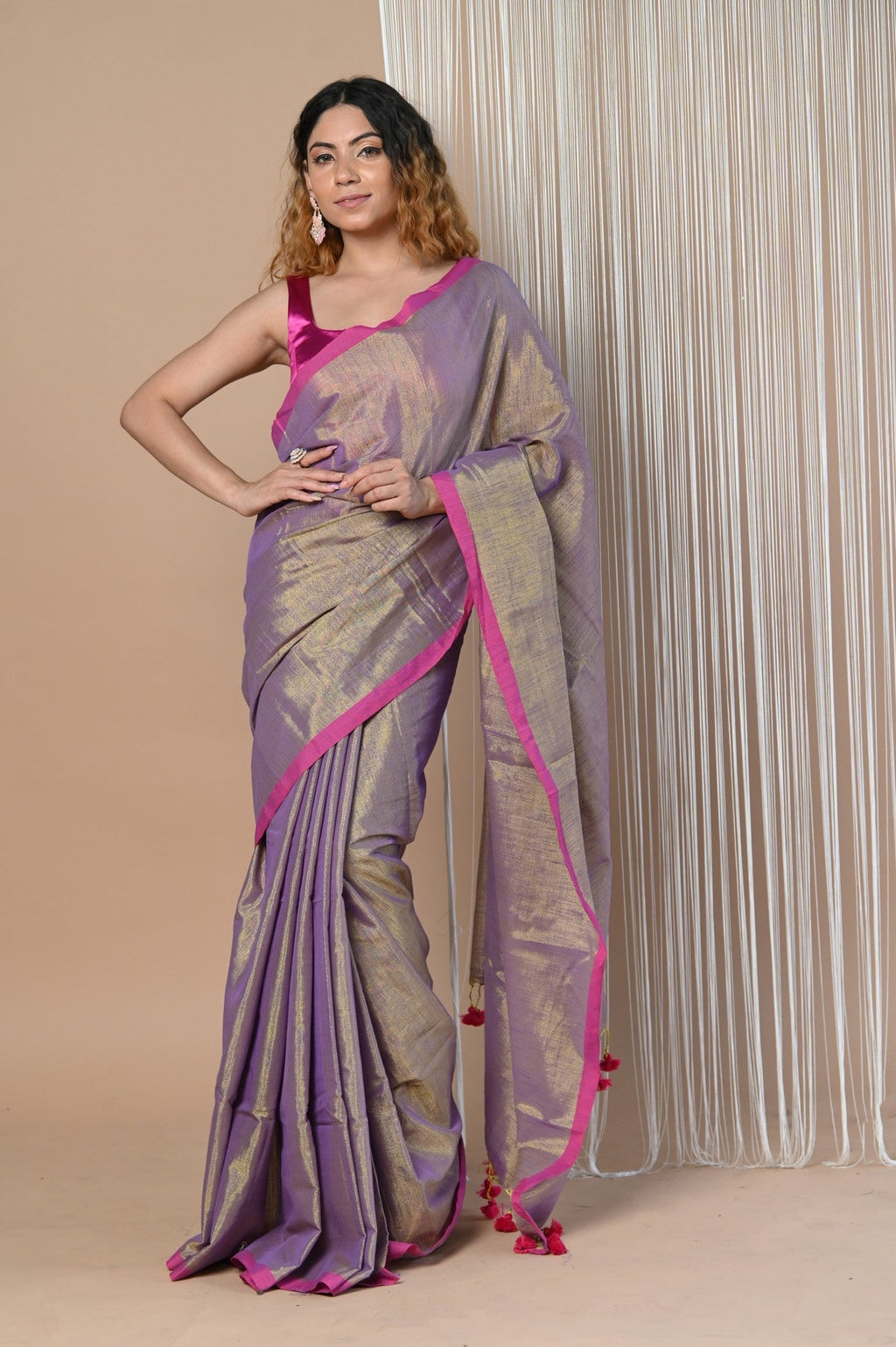 Indian Clothing Very Much Indian VMI Exclusive! Handloom Woven Cotton Zari Saree with Beautiful Sleek Border | Grocsy