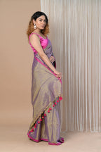 Indian Clothing Very Much Indian VMI Exclusive! Handloom Woven Cotton Zari Saree with Beautiful Sleek Border | Grocsy