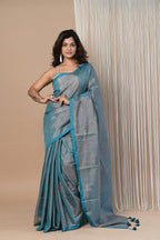 Very Much Indian VMI Exclusive! Handloom Woven Cotton Zari Saree with Beautiful Sleek Border | Grocsy