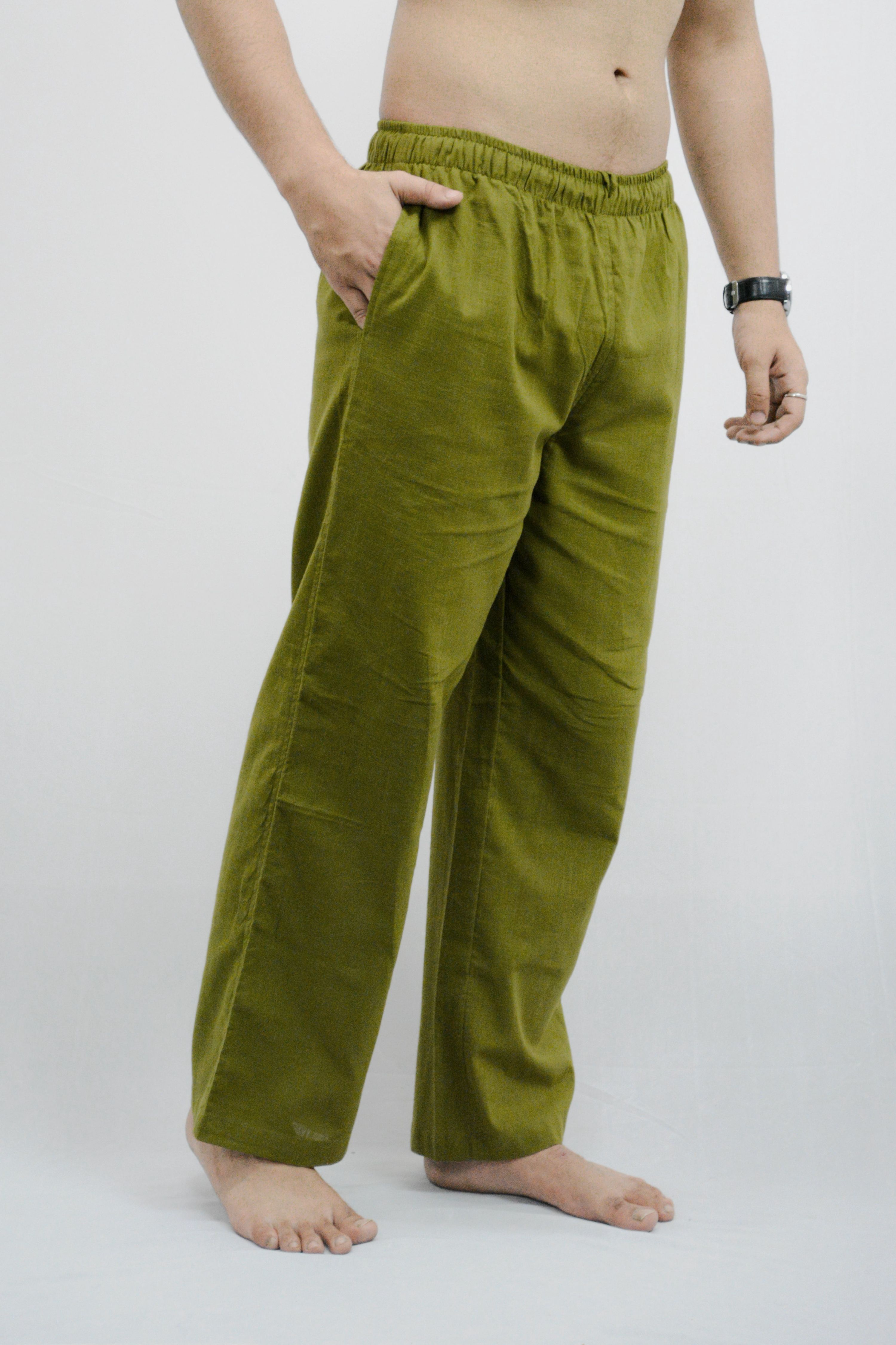 Fabmade Peach & Olive Combo Linen Pajama | Grocsy