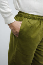 Fabmade Peach & Olive Combo Linen Pajama | Grocsy