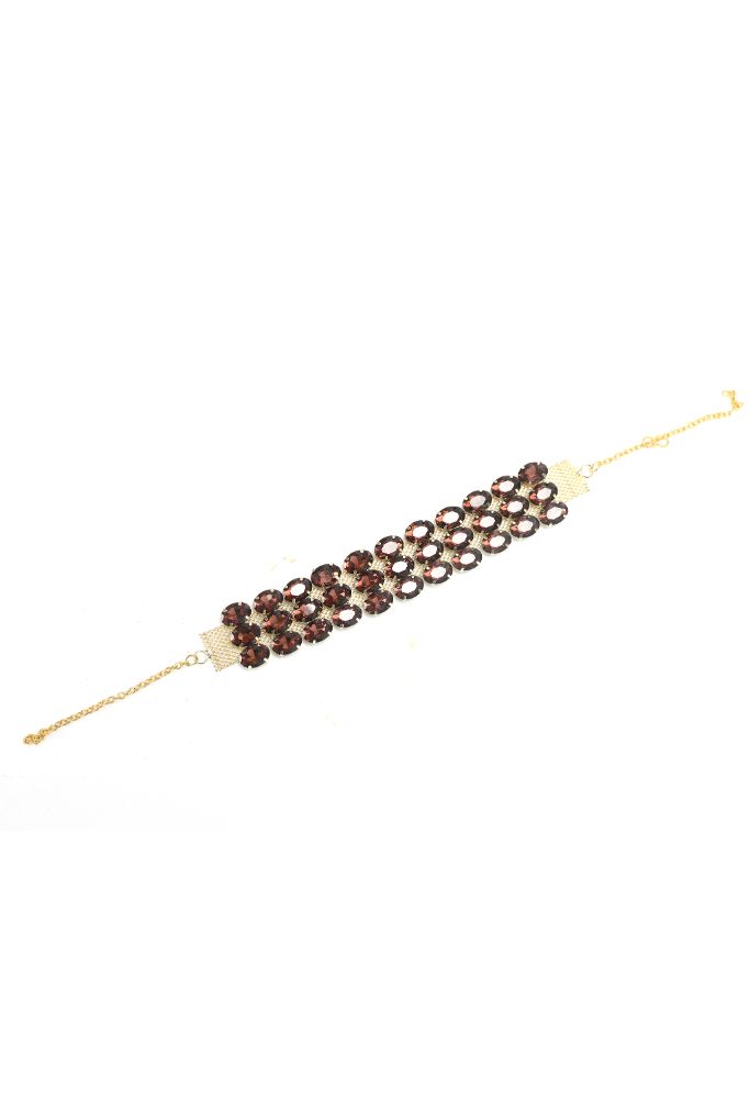 Mominos Fashion Johar Kamal Gold-Polished Finish Stone Choker For Women (Brown) | Grocsy