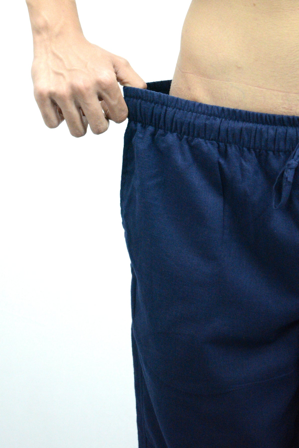 Fabmade Navy Blue & Beige Combo Men Linen Pajama | Grocsy