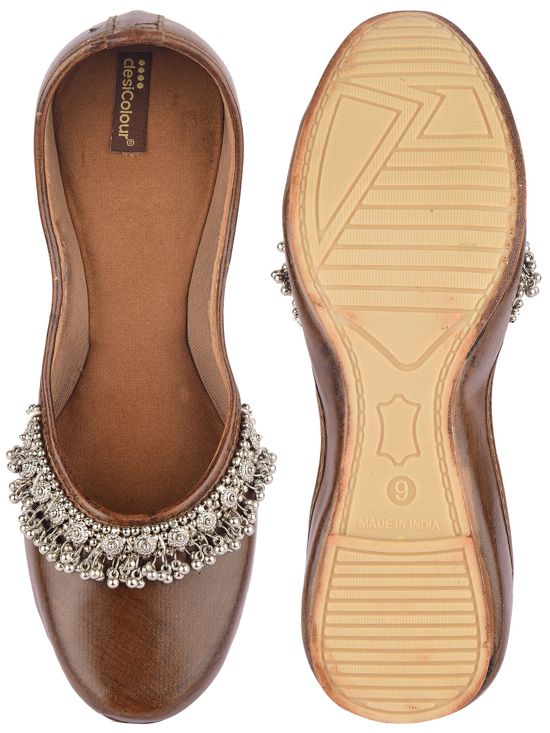 Desi Colour Women Indian Ethnic Footwear-Brown Gungroo | Grocsy