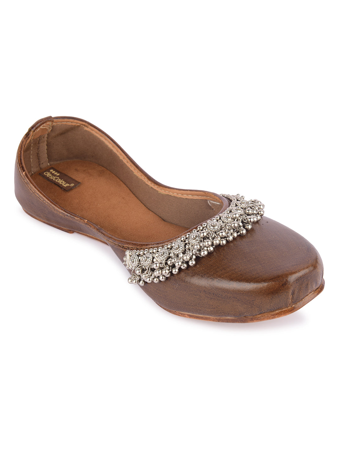 Desi Colour Women Indian Ethnic Footwear-Brown Gungroo | Grocsy