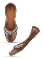 Desi Colour Women Indian Ethnic Footwear-Brown Gungroo | Grocsy