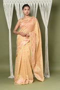 Very Much Indian Exclusive High Quality Handloom Banarasi Cotton Saree with Beautiful Abstract Print. | Grocsy