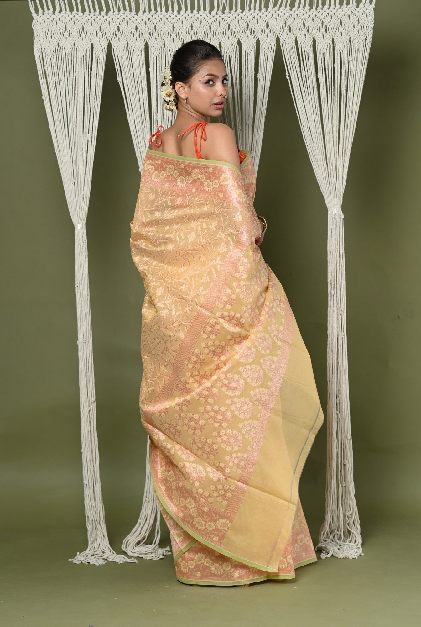 Very Much Indian Exclusive High Quality Handloom Banarasi Cotton Saree with Beautiful Abstract Print. | Grocsy