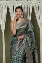 Very Much Indian Exclusive High Quality Handloom Banarasi Cotton Saree with Beautiful Abstract Print. | Grocsy