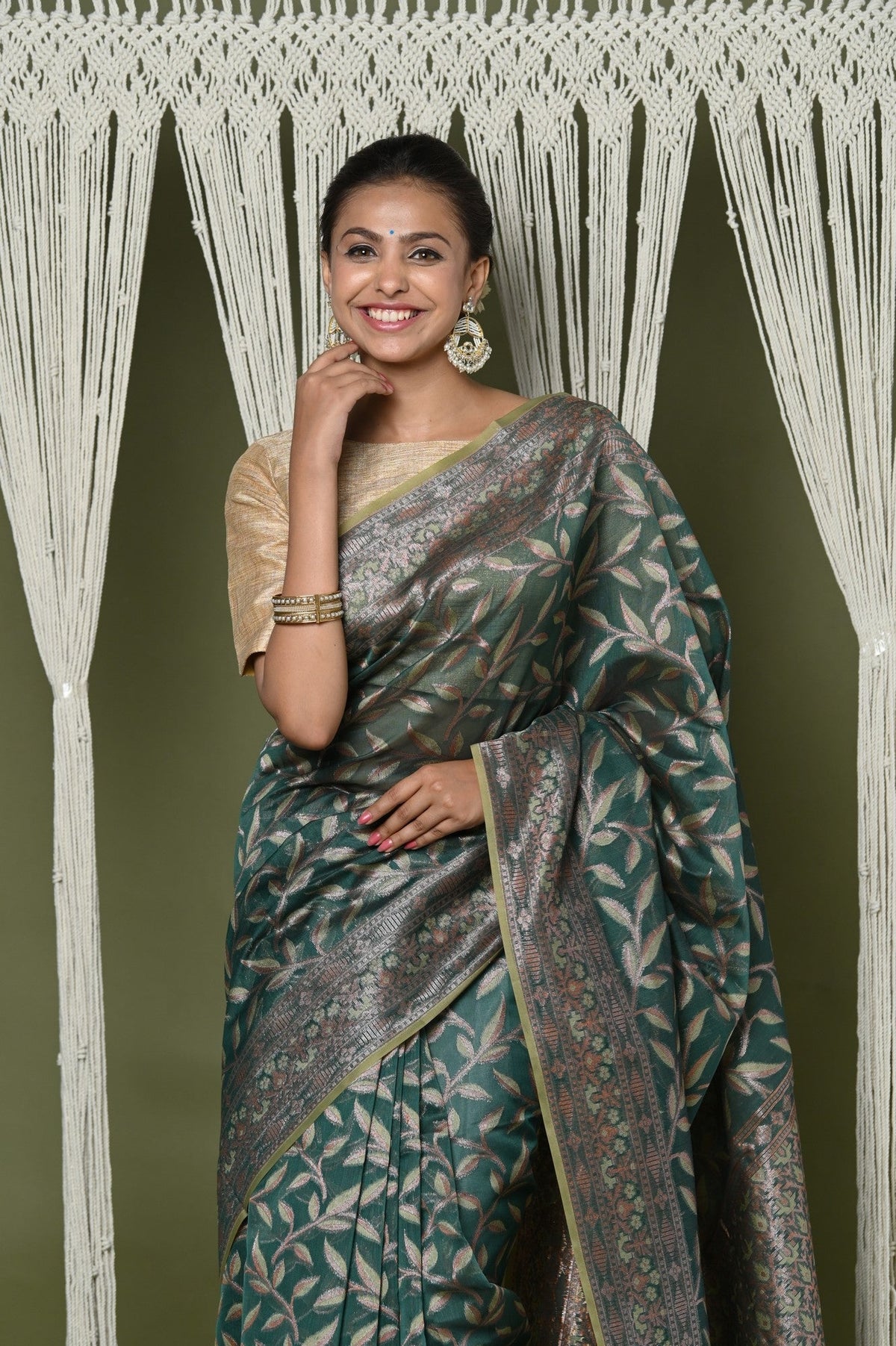 Very Much Indian Exclusive High Quality Handloom Banarasi Cotton Saree with Beautiful Abstract Print. | Grocsy