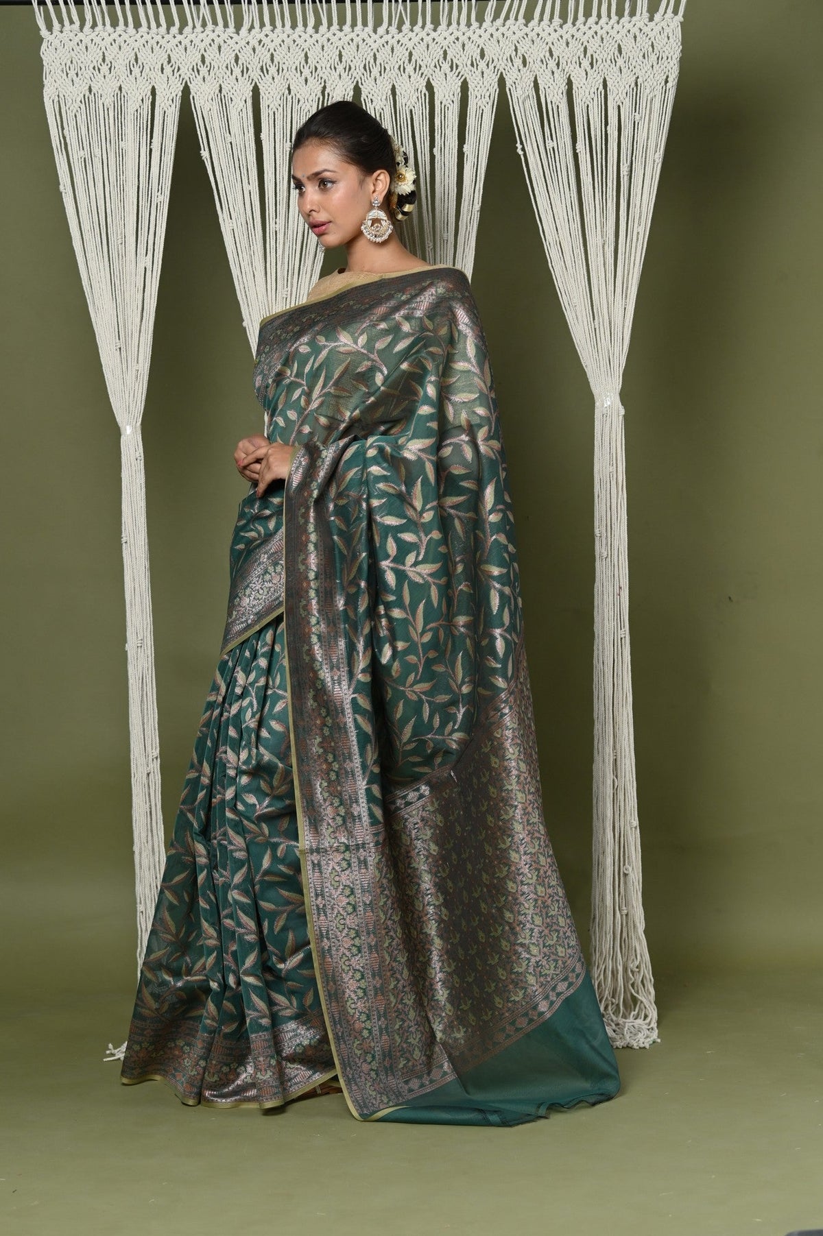 Very Much Indian Exclusive High Quality Handloom Banarasi Cotton Saree with Beautiful Abstract Print. | Grocsy