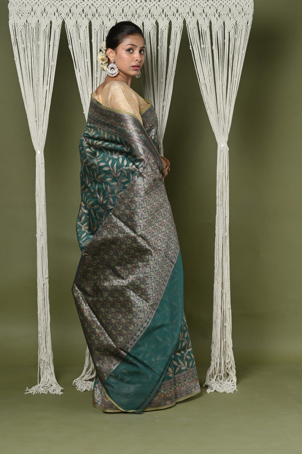 Very Much Indian Exclusive High Quality Handloom Banarasi Cotton Saree with Beautiful Abstract Print. | Grocsy