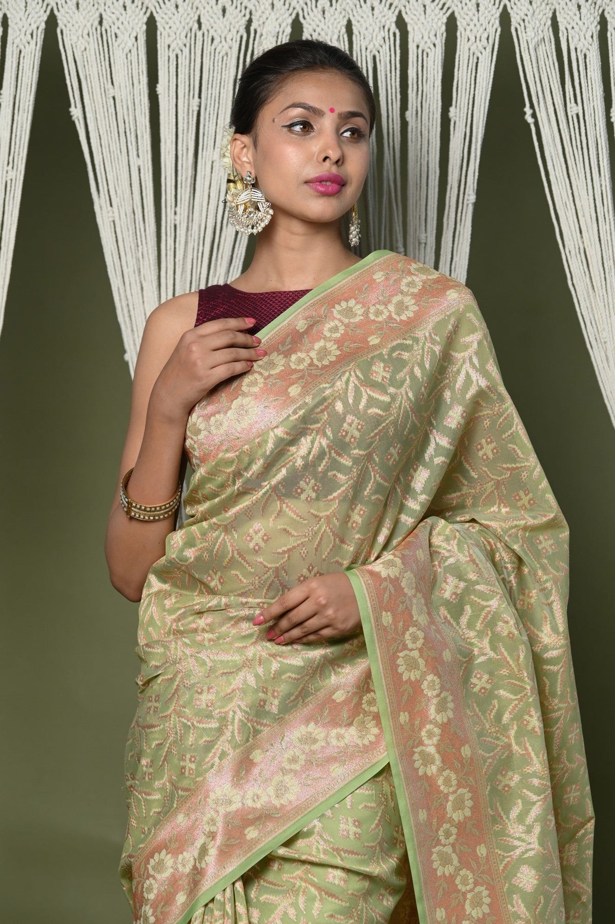 Very Much Indian Exclusive High Quality Handloom Banarasi Cotton Saree with Beautiful Abstract Print. | Grocsy