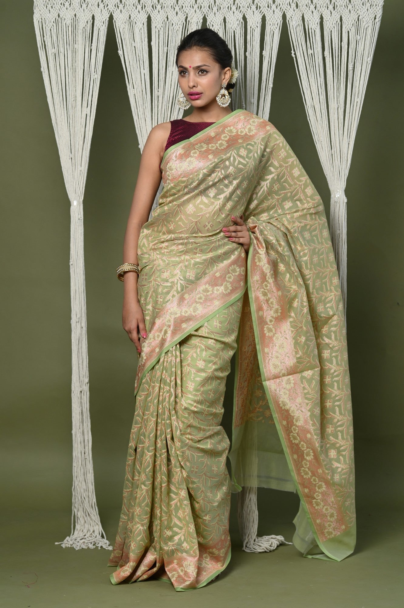 Very Much Indian Exclusive High Quality Handloom Banarasi Cotton Saree with Beautiful Abstract Print. | Grocsy