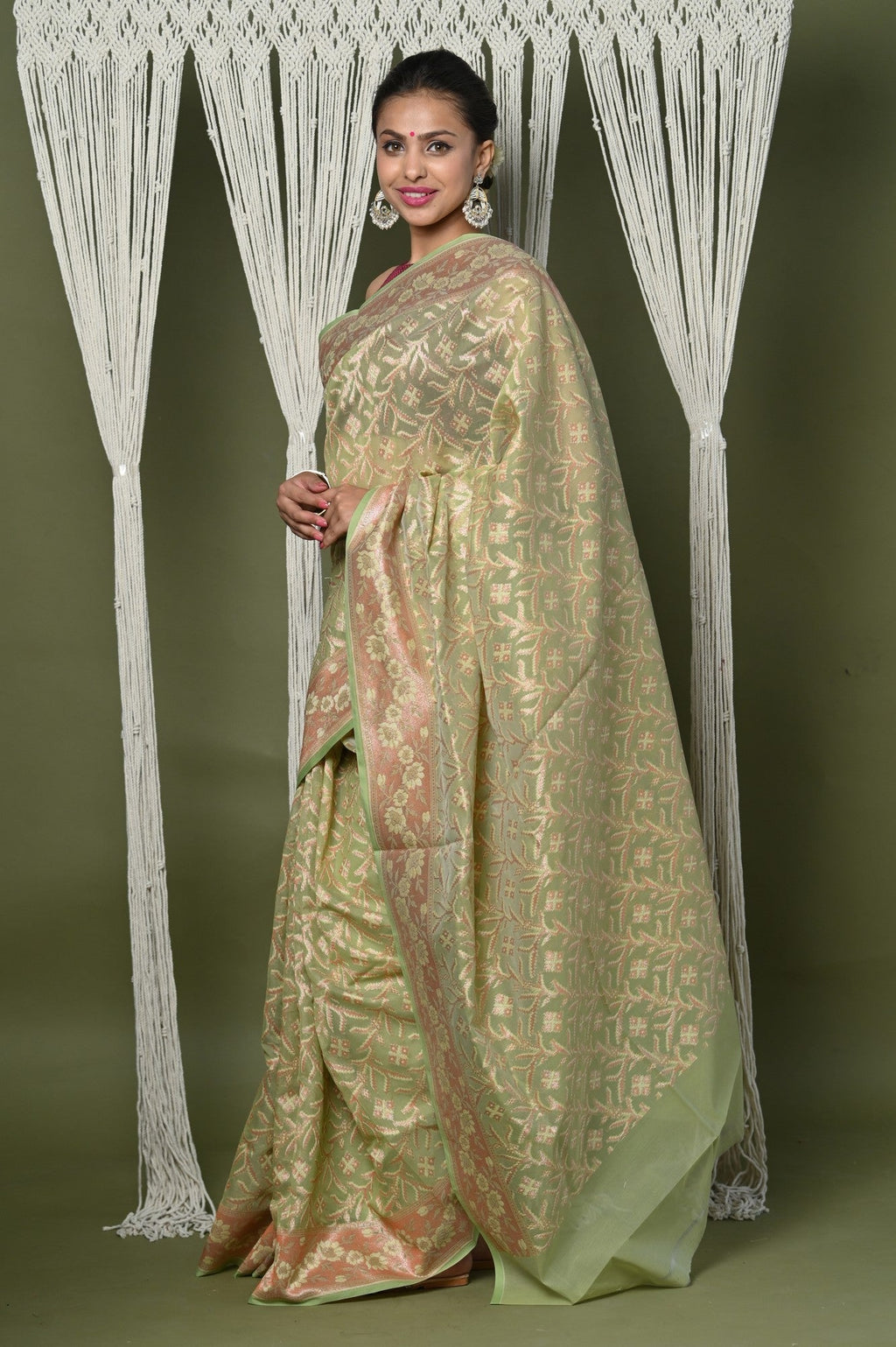 Very Much Indian Exclusive High Quality Handloom Banarasi Cotton Saree with Beautiful Abstract Print. | Grocsy