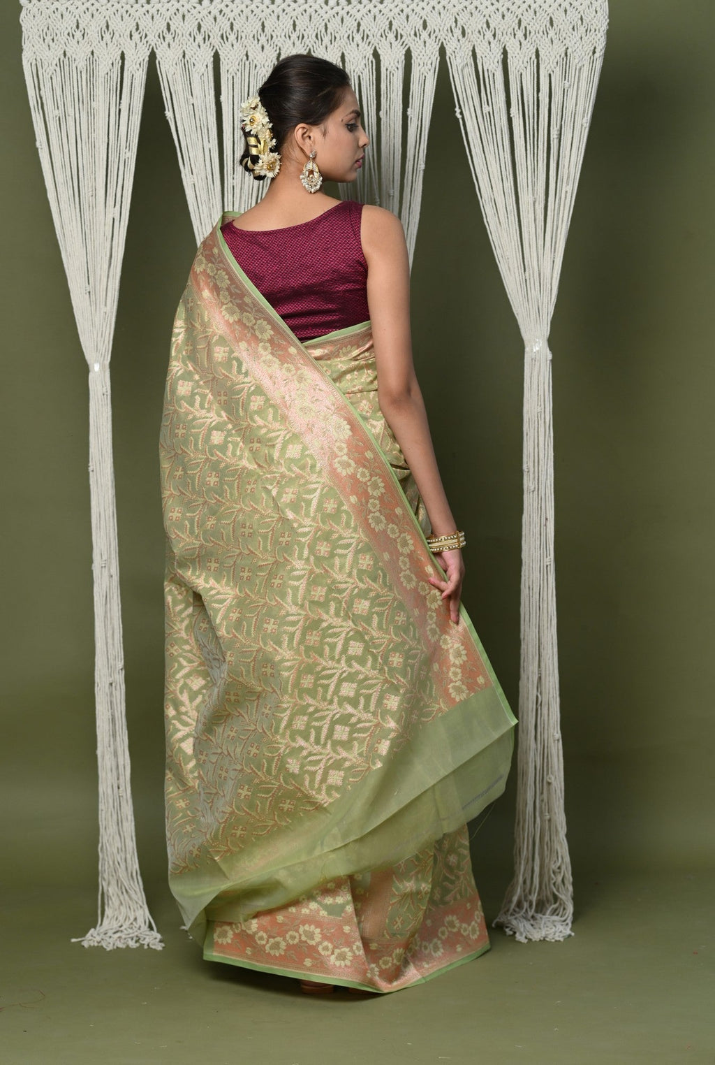 Very Much Indian Exclusive High Quality Handloom Banarasi Cotton Saree with Beautiful Abstract Print. | Grocsy
