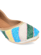 Desi Colour Women Indian Ethnic Footwear-White Multi Sleek Pearl | Grocsy