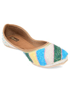 Desi Colour Women Indian Ethnic Footwear-White Multi Sleek Pearl | Grocsy