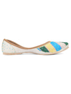 Desi Colour Women Indian Ethnic Footwear-White Multi Sleek Pearl | Grocsy