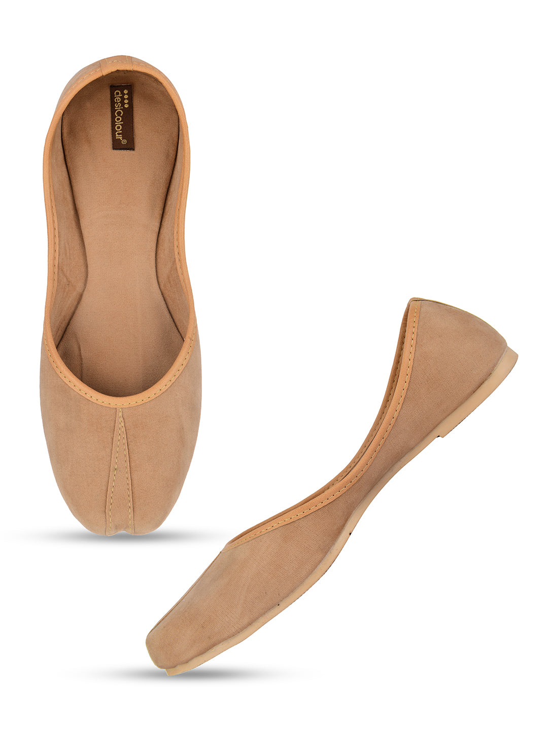 Desi Colour Women Indian Ethnic Footwear-Basic Suede -Beige | Grocsy