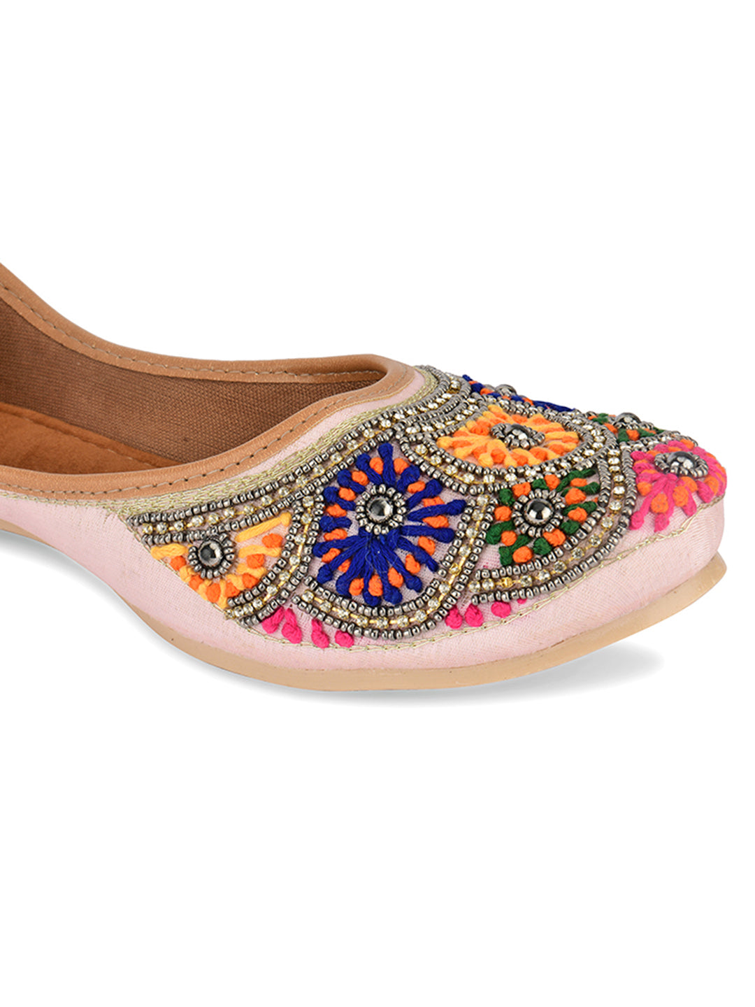 Desi Colour Women Indian Ethnic Footwear-Pink Multi Colour | Grocsy