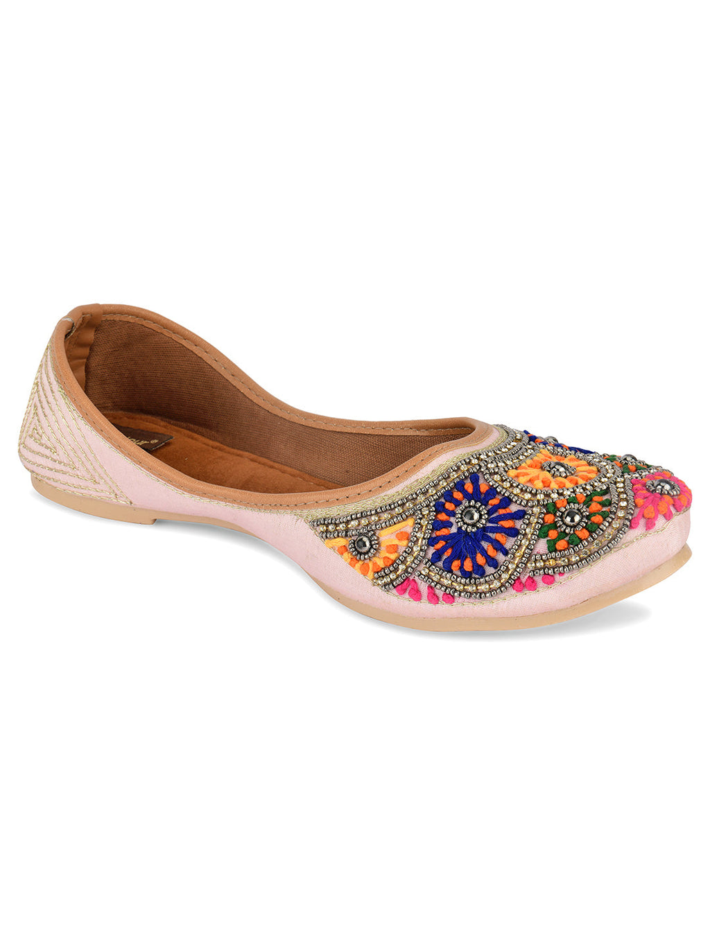 Desi Colour Women Indian Ethnic Footwear-Pink Multi Colour | Grocsy
