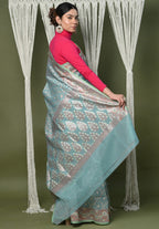 Very Much Indian Exclusive High Quality Handloom Banarasi Cotton Saree with Beautiful Abstract Print. | Grocsy