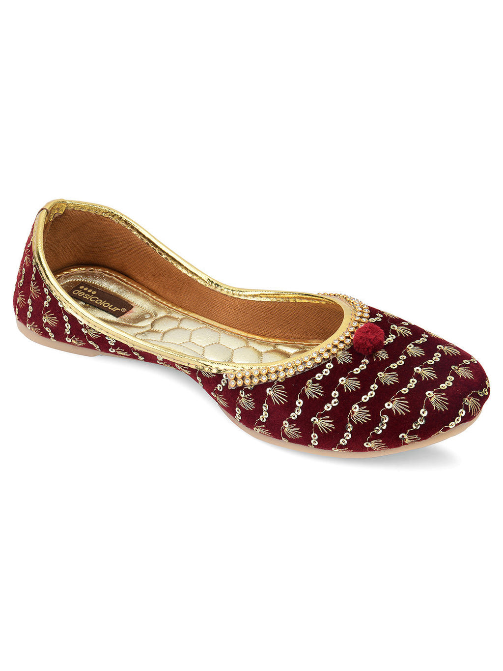 Desi Colour Women Indian Ethnic Footwear-Maroon Star | Grocsy