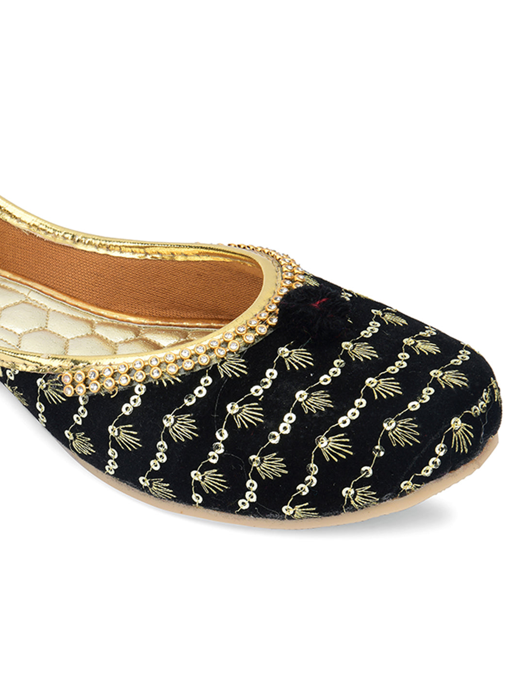 Desi Colour Women Indian Ethnic Footwear-Black Star | Grocsy