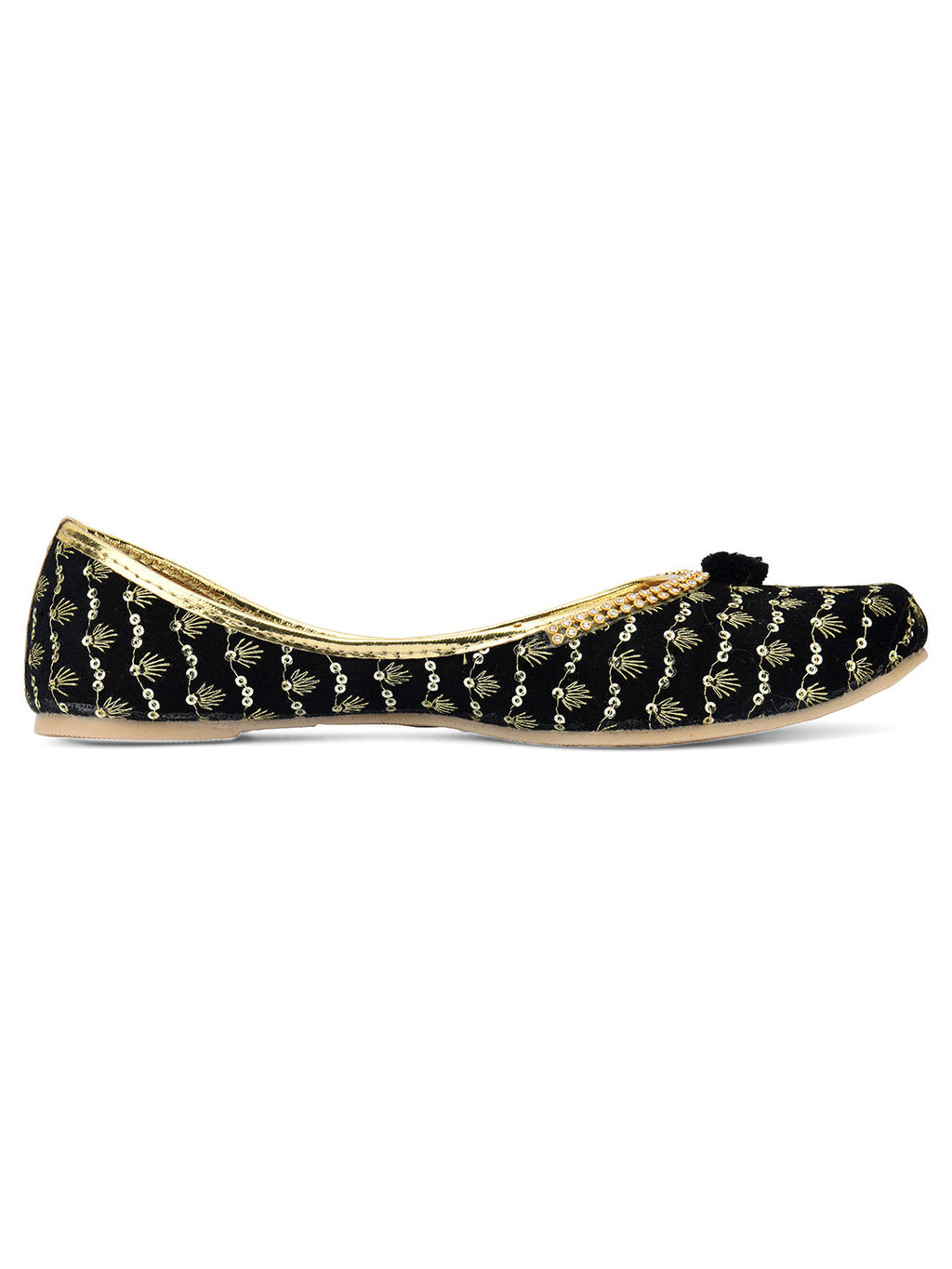 Desi Colour Women Indian Ethnic Footwear-Black Star | Grocsy