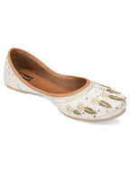 Desi Colour Women Indian Ethnic Footwear-Off white Dabka | Grocsy