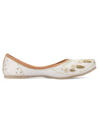 Desi Colour Women Indian Ethnic Footwear-Off white Dabka | Grocsy