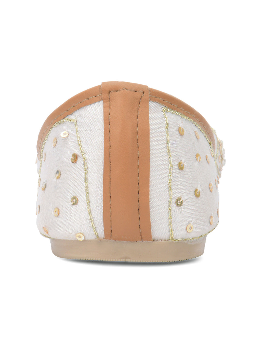 Desi Colour Women Indian Ethnic Footwear-Off white Dabka | Grocsy