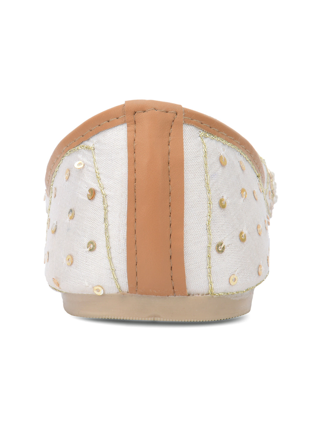 Desi Colour Women Indian Ethnic Footwear-Off white Dabka | Grocsy